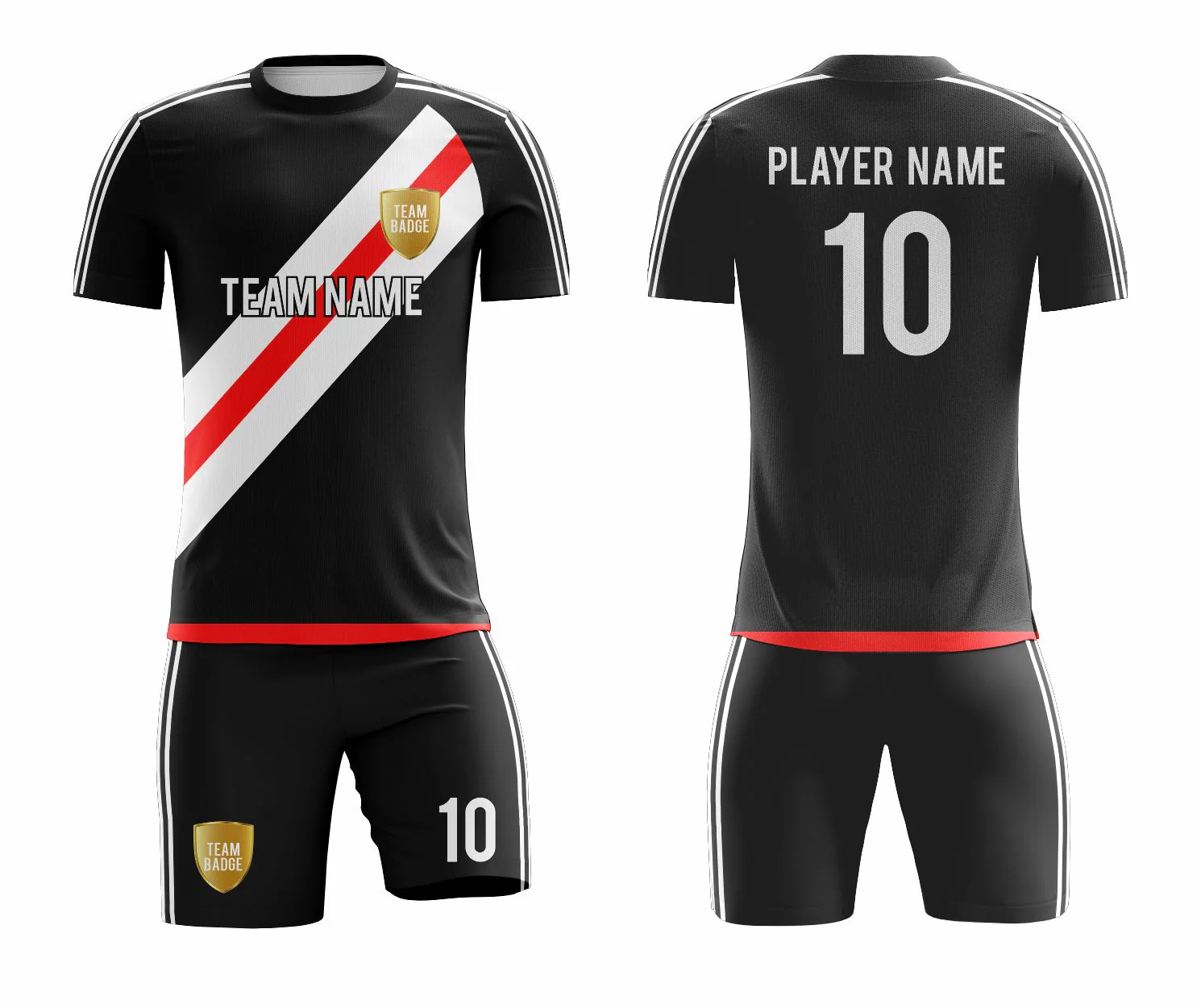 SB 12879 Black Sublimation Custom Soccer Jersey Adult & Youth Unisex - Hipona Sports