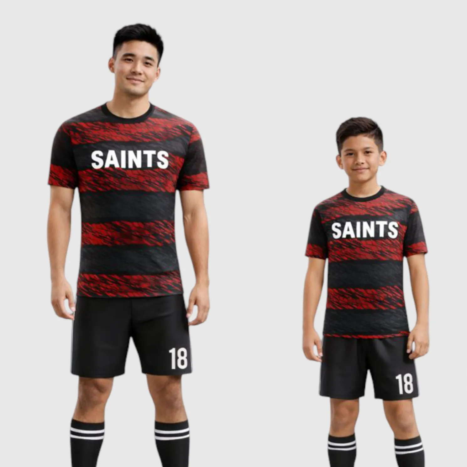 SB 1203 Black/Red Sublimation Custom Soccer Jersey Adult & Youth Unisex - Hipona Sports
