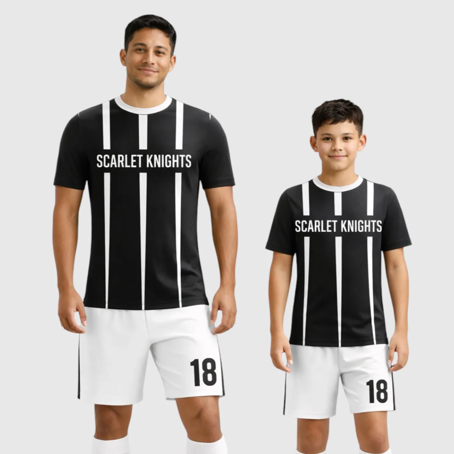 SB 12882 Black and White Sublimation Custom Soccer Jersey Adult & Youth Unisex - Hipona Sports